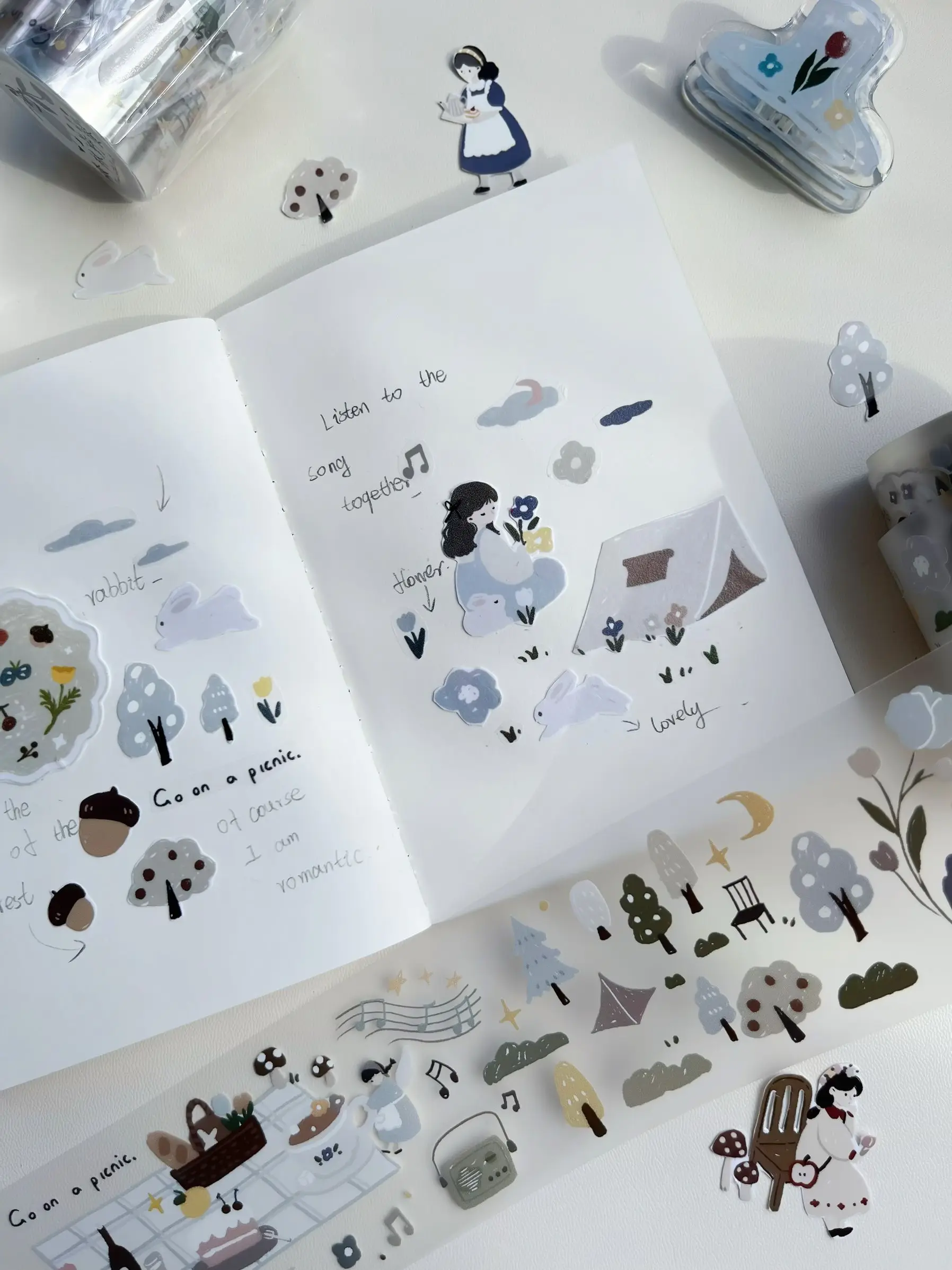 Forest Picnic Salt Masking Washi Tape Light Retro Pet Sticker