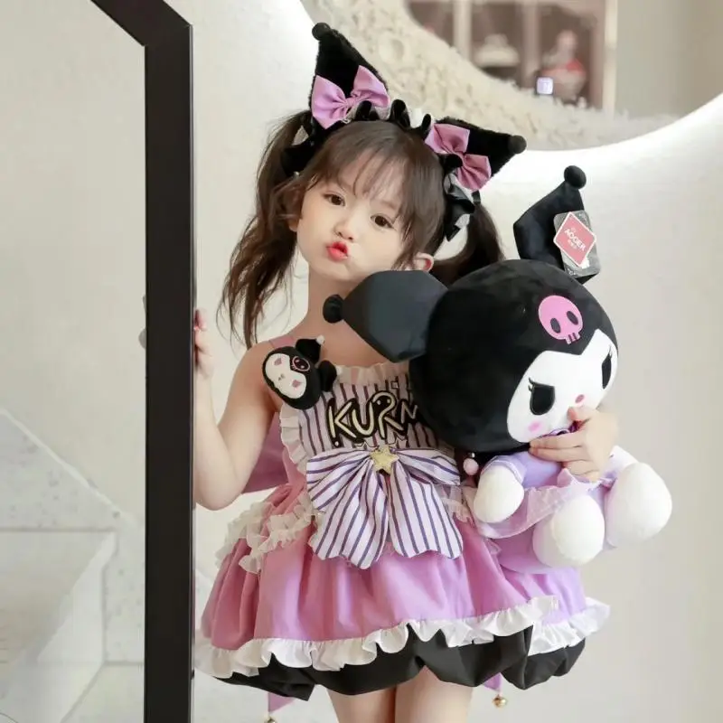 

Юбка на подтяжках Kuromi Lolita с короткими рукавами, детская пышная юбка с героями мультфильмов, короткая юбка с длинными рукавами, детские праздничные костюмы, подарок