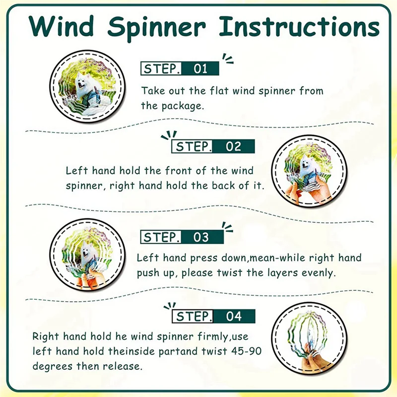 6PCS 3D Double Sided Sublimation Wind Powered Kinetic Sculpture 8 Inch Wind Spinner Blanks For Yard Garden