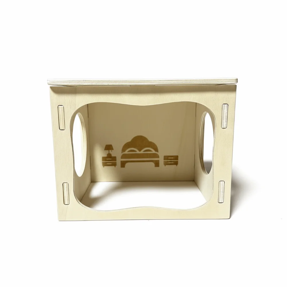 Dwarf Mouse Tunnel Climbing Structure Wooden Hamster House Detachable Chew-Proof Hamster Villa Stackable Mouse Habitat Exercise
