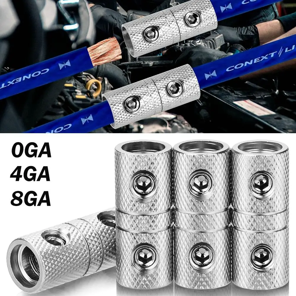 New Brass Car Audio Connector Silver 0GA 4GA 8GA Car Speaker Wire Terminal Car Audio Modified Connector