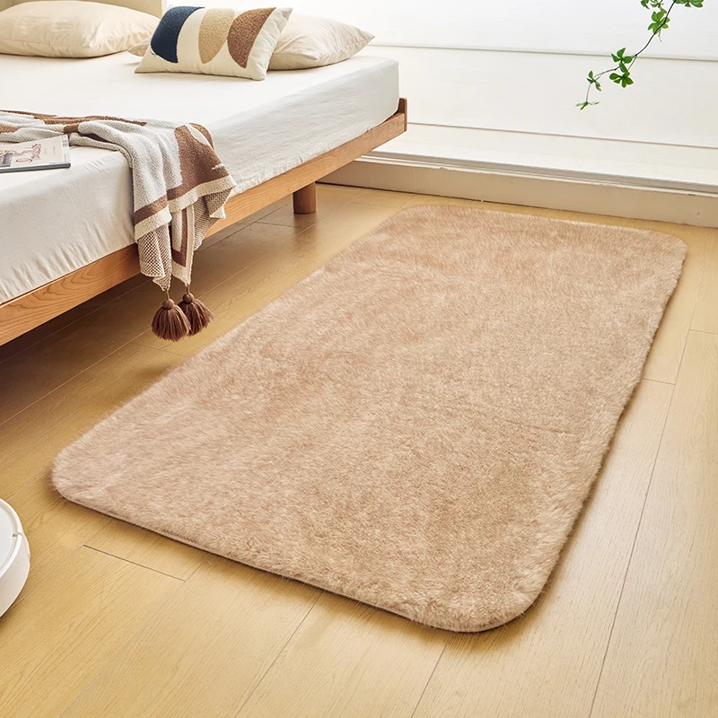 

Plush carpet bedroom bedside blanket long strip gold