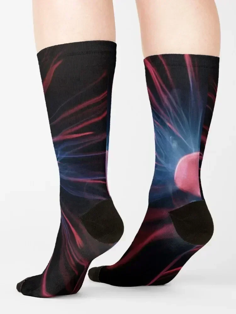 Cabecera de bola de plasma, dispositivo de nerd, efecto de luz, bola de plasma, diseño de cabecera de lámpara de plasma, calcetines de colores transparentes para hombre y mujer