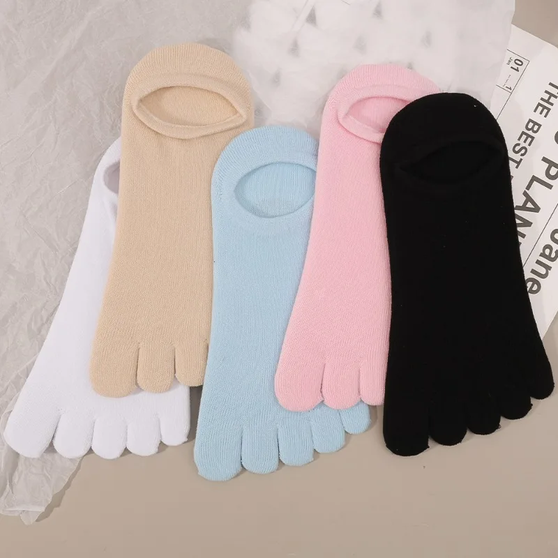 Summer Breathable Invisible Boat Socks Women Girl Solid Color Cotton Split Toe Socks Comfortable Versatile Sock Simple Accessory