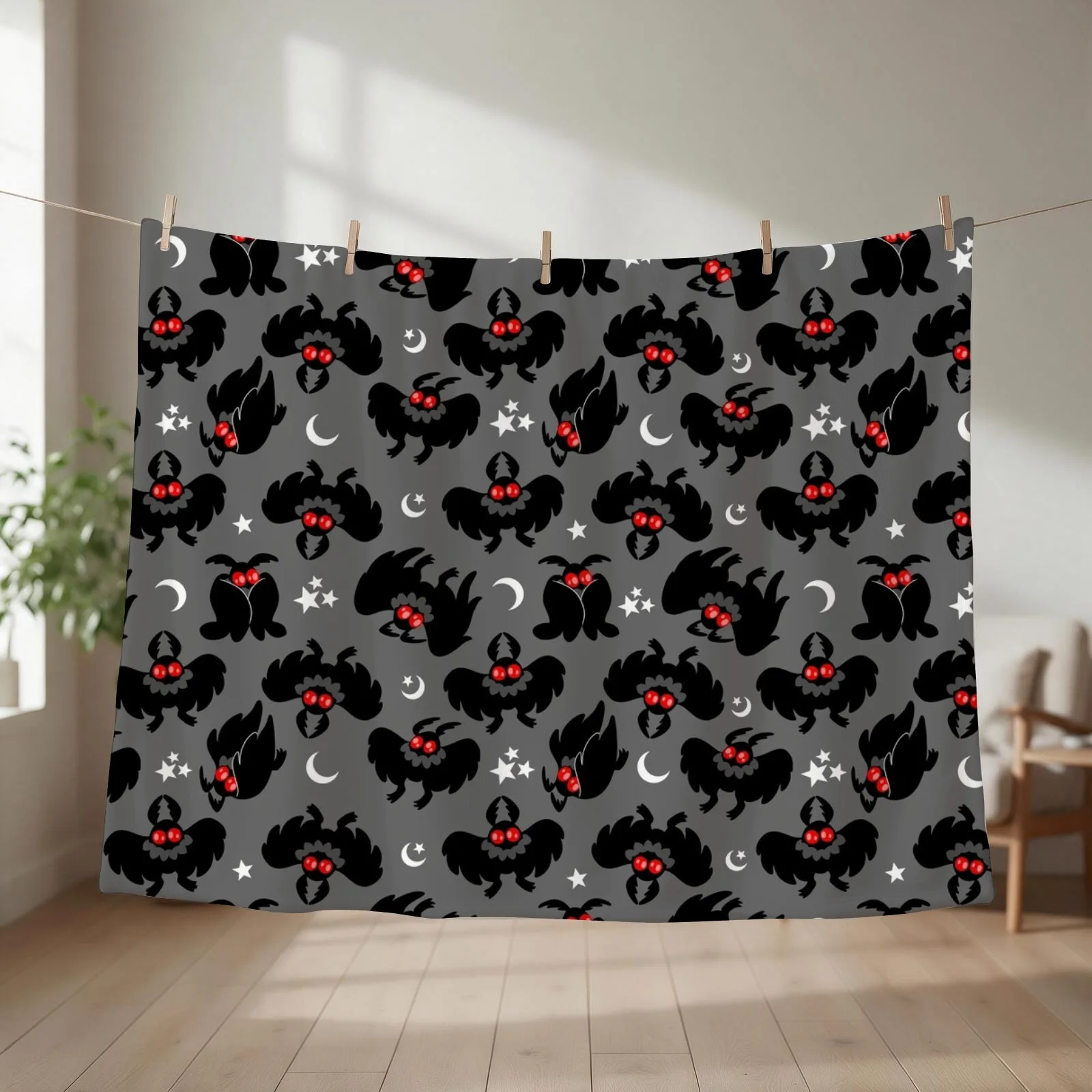 Cute Cryptids - Mothman Pattern Throw Blanket couch cozy soft plush fuzzy picnic outdoor blanket