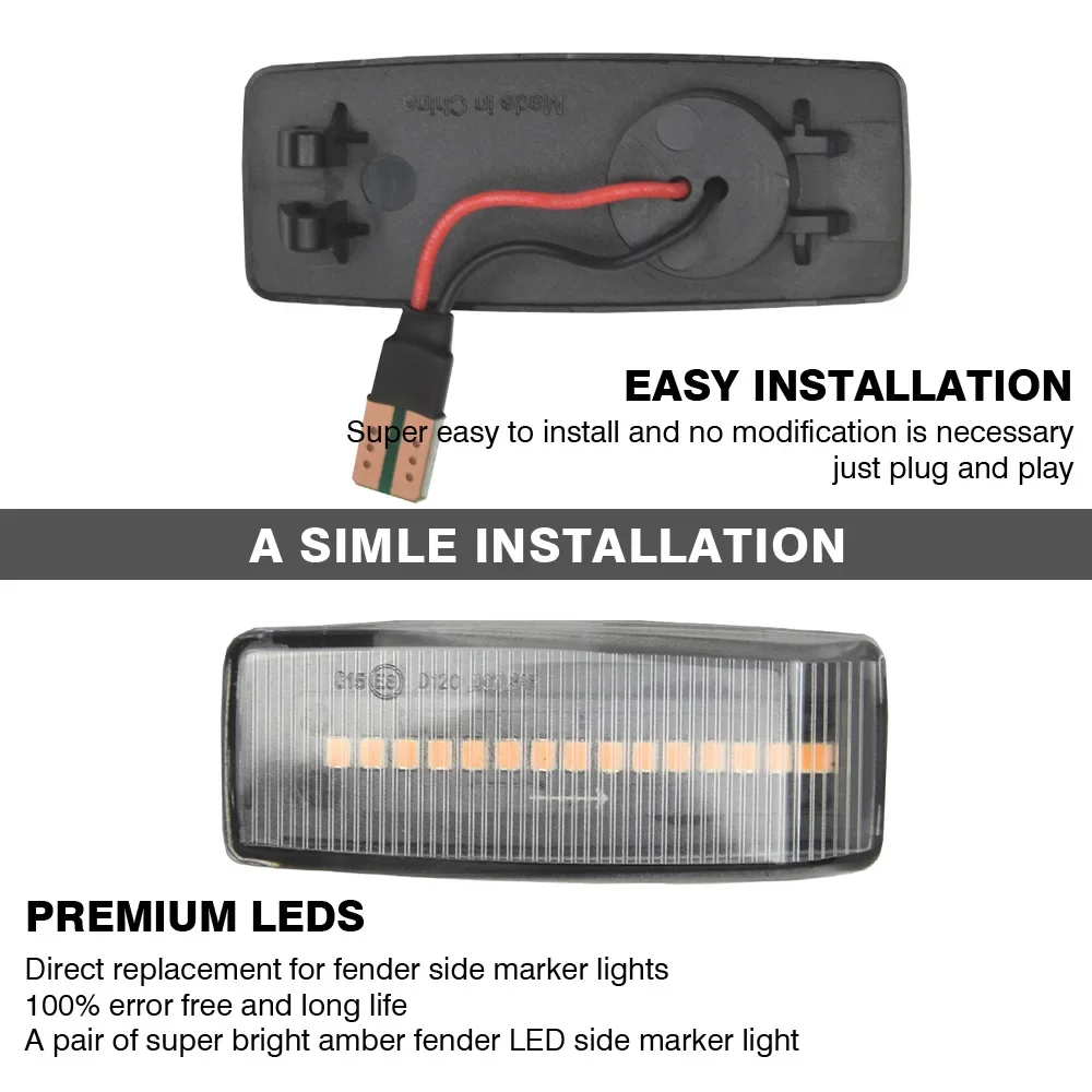 For Mercedes-Benz C E S SL CLASS W201 190 W202 W124 W140 R129 2Pcs LED Dynamic Side Marker Light Blinker Turn Signal Lamps
