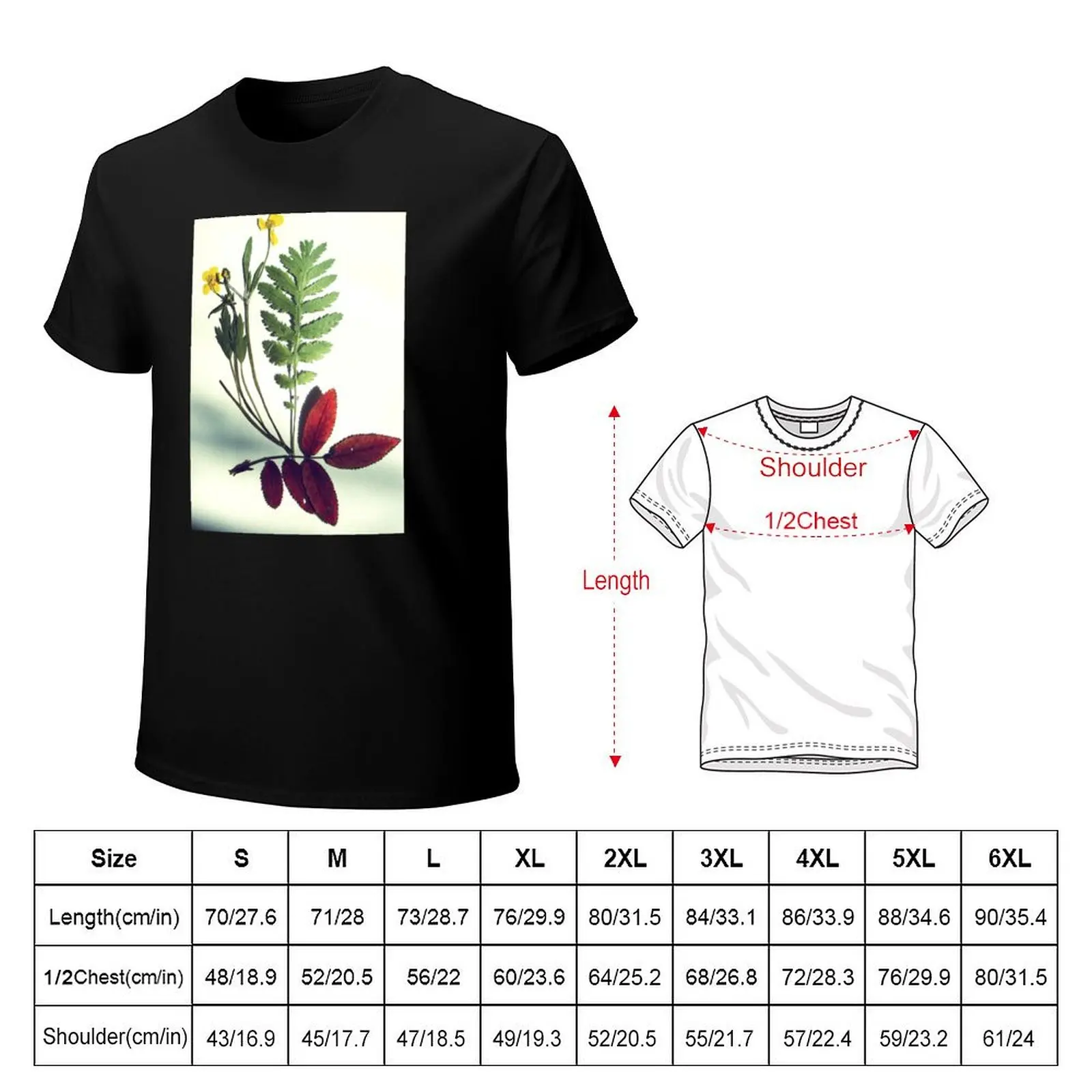 Cottagecore aesthetic herbarium art photography green academia creative leaves photo T-Shirt Trendy Pattern T-Shirt for Men