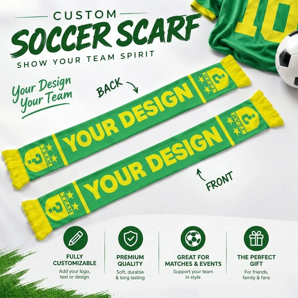 Custom Soccer Scarf Personalized Football Fan Scarf Team Supporter Scarf Custom Logo Name Photo Tassel Sports Game Gift