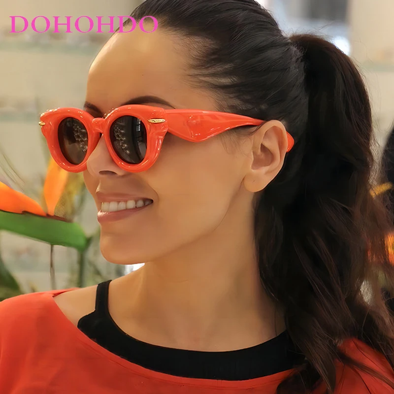 

DOHOHDO 2025 Y2k Sports Punk Sunglasses Outdoor Sun Glasses Cute Oval Shades Chunky Round Frame Inflated Sunglasses For Women