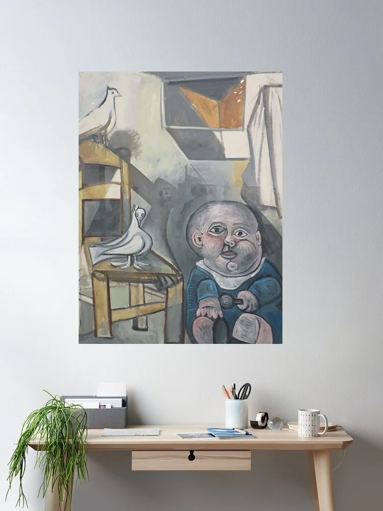 Child with Doves, 1943. Picasso Paris, Art Print Canvas Poster, Living Room Decor, Home Wall Picture