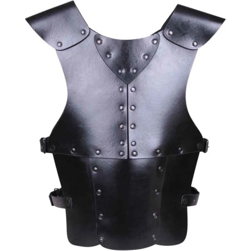 Medieval Steampunk PU Leather Vest Armor Jacket Viking Knight Cosplay Costume Doublet Jerkin Halloween Props Cuirass Outfit Larp