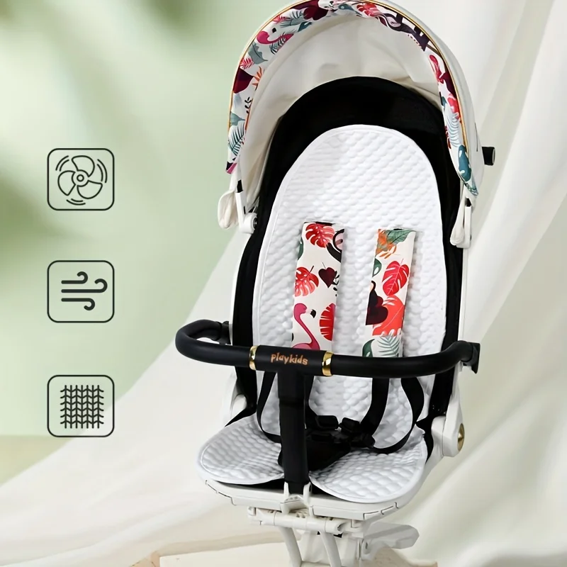 Baby stroller seat cushion, double-sided stroller cool mat, universal for summer, white ice silk cool bean, 27.59in*12.99in