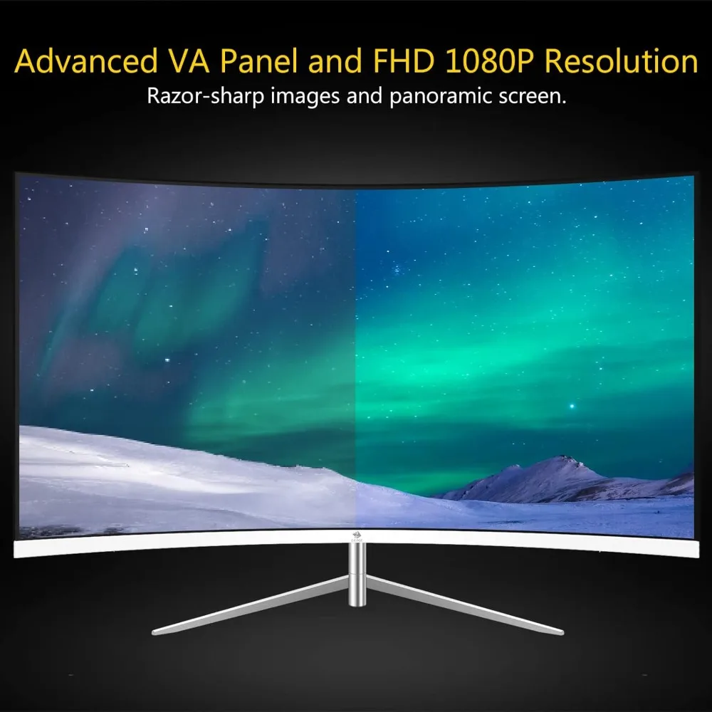 Moniteur de jeu incurvé Full HD, écran rétro4.2 LED, fréquence de rafraîchissement de 75Hz, technologie Eye Care, 27 pouces, 1080P, 1920x1080