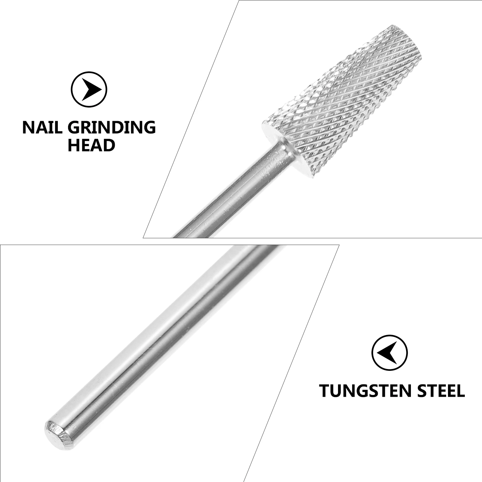 Cabeça de polimento de unhas de aço de tungstênio, brocas duráveis para manicure, ferramentas para arte em unhas, acessórios de equipamentos
