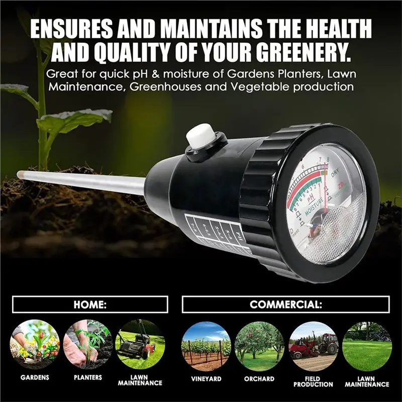 B08B-Waterproof Soil Tester For PH& Moisture Measurement With Extended Electrode Probe
