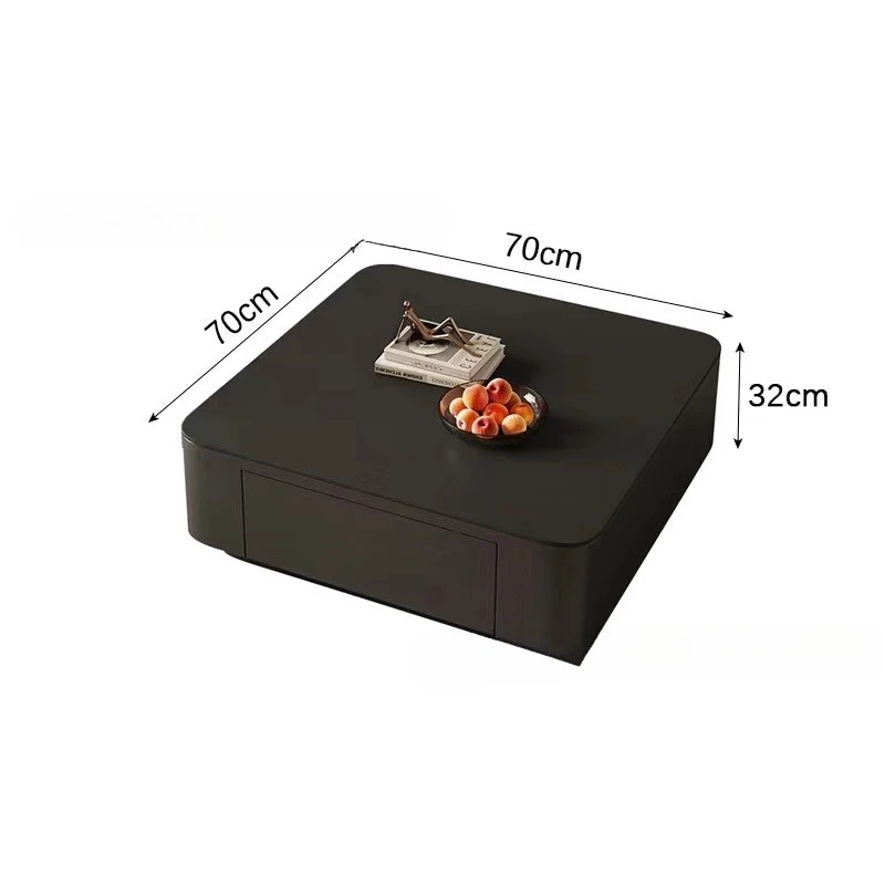 Square rock slab coffee table small apartment household minimalist glass combination