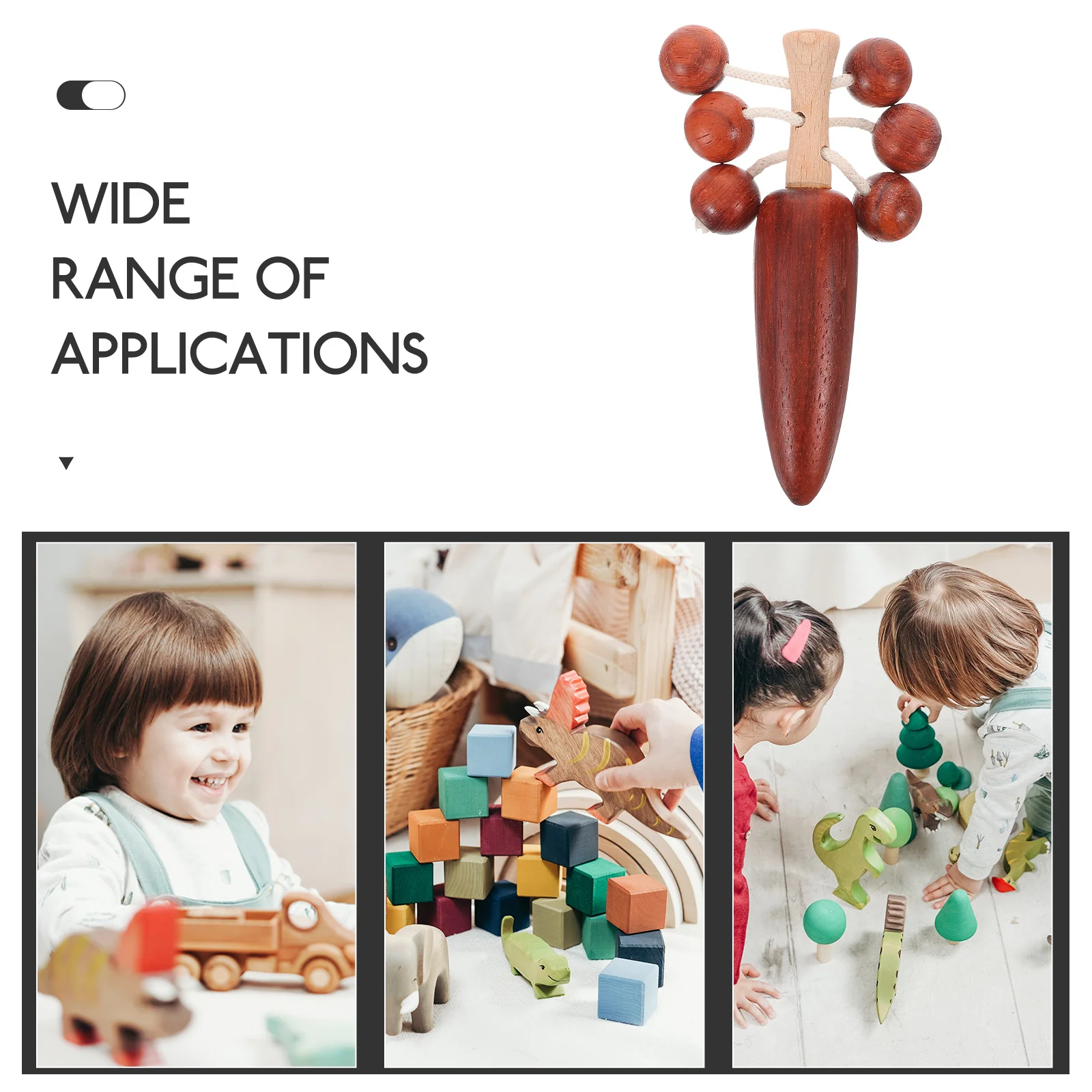 Hand Rattle Drum Wooden Shaking Bell for Toddlers Kindergarten Musical Education Plaything Enhances