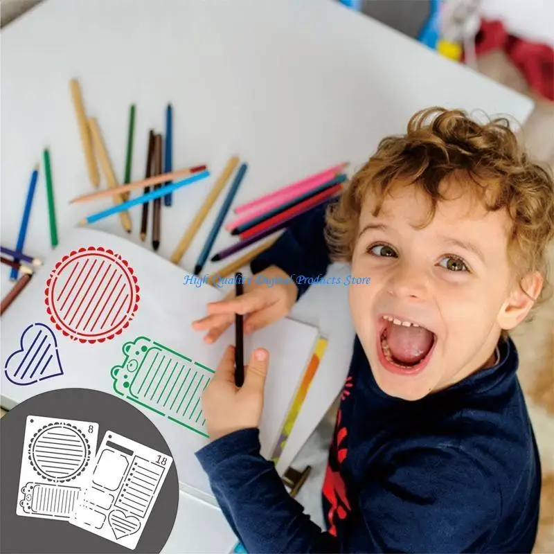 

U2JE 24Pcs Practical Journal Stencils Washable Drawing Template for Time Saving Planner for Notebook Diary Scrapbook DIY 5x7