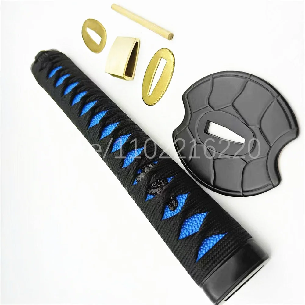 Nice Black Japan Sword Parts 26cm Tsuka Handle Alloy Tsuba Handguard Brass Habaki Seppa For Japanese Samurai Katana Fitting