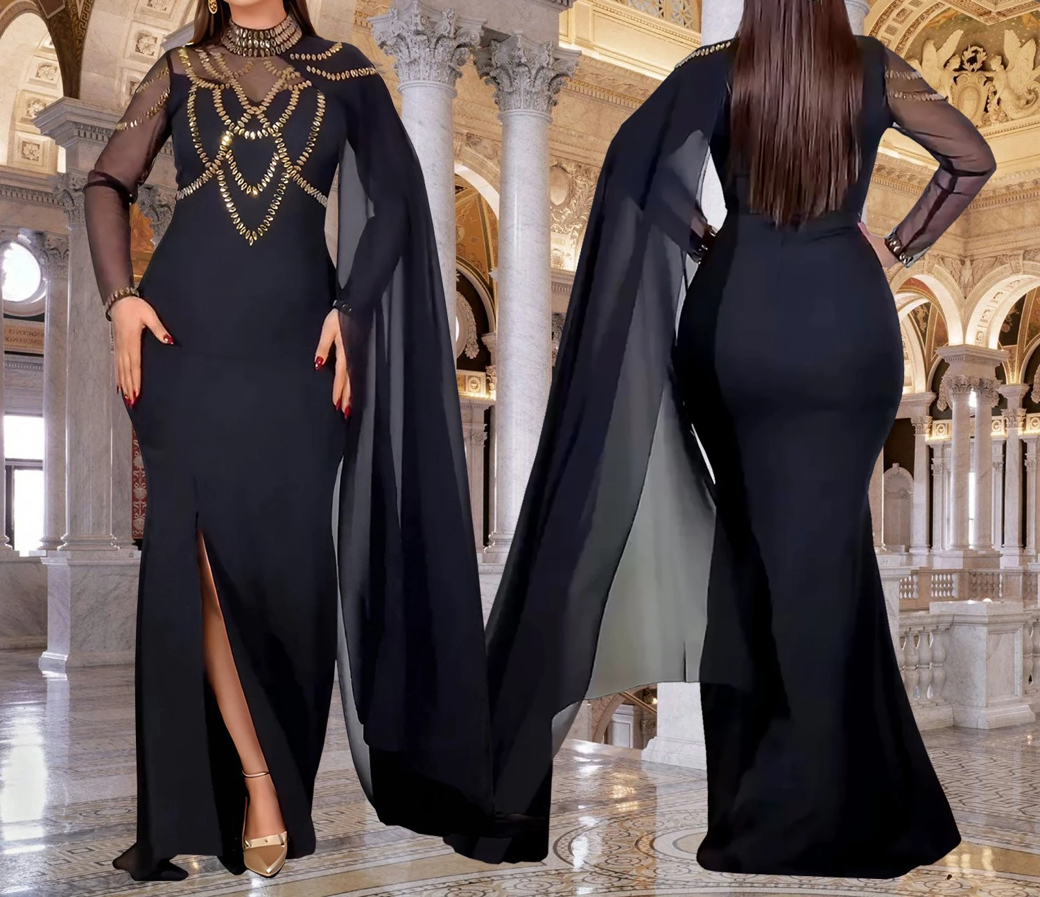 Mode Damesjurken Diamant Elegante Feestjurken Luxe Huwelijksceremonie Jurken Sjaal Lange Verjaardag Avondjurk HXY264