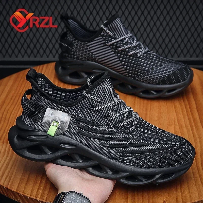 YRZL Running Sneakers Men's Casual Shoes Outdoor Big Size Lightweight Breathable Mesh Increase Comfortable Sports Shoes for Men image 2