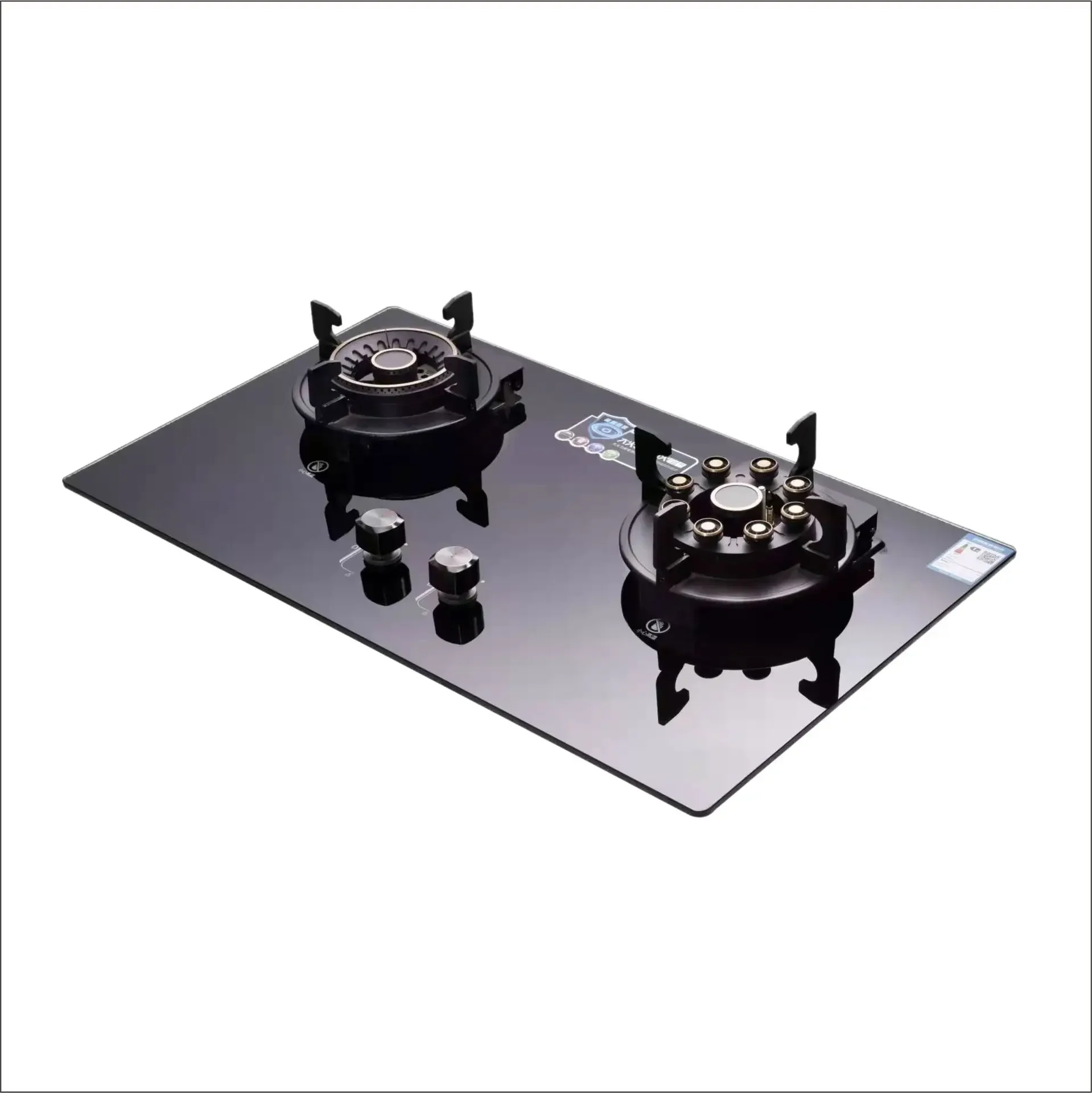 Top Cooktop 2 Burner Cooker Gas Stove LPG NG Built in Tempered Glass Black Quantity Element Ceramic Power Surface Packing Air