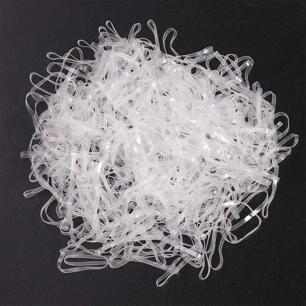 Girls Hair Styling Tool Transparent Clear Women Rubber Hair Band 500 Pcs Hair Ties Ponytail Holder Ropes