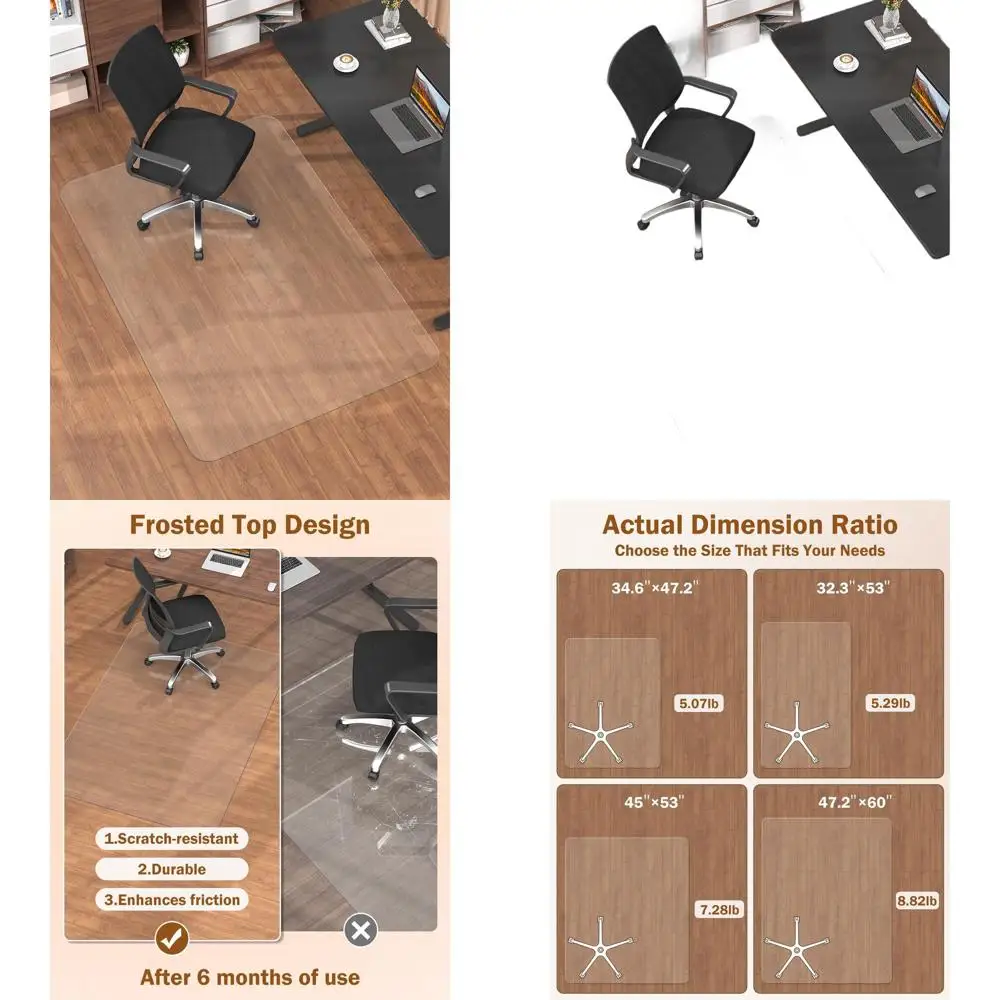 

Прозрачный матовый коврик для стула из твердой древесины, 47,2x60, прочный пластиковый настольный коврик с эффектом памяти для вращающихся стульев, идеально подходит для офиса и дома U