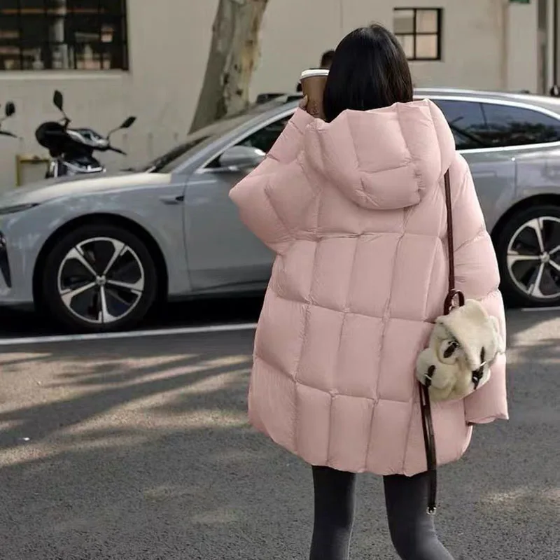 2025New شتاء دافئ مقنعين سميكة بيضاء بطة أسفل الترفيه المرأة أسفل سترة بلون معطف باركر فضفاض المرأة أسفل سترة #6