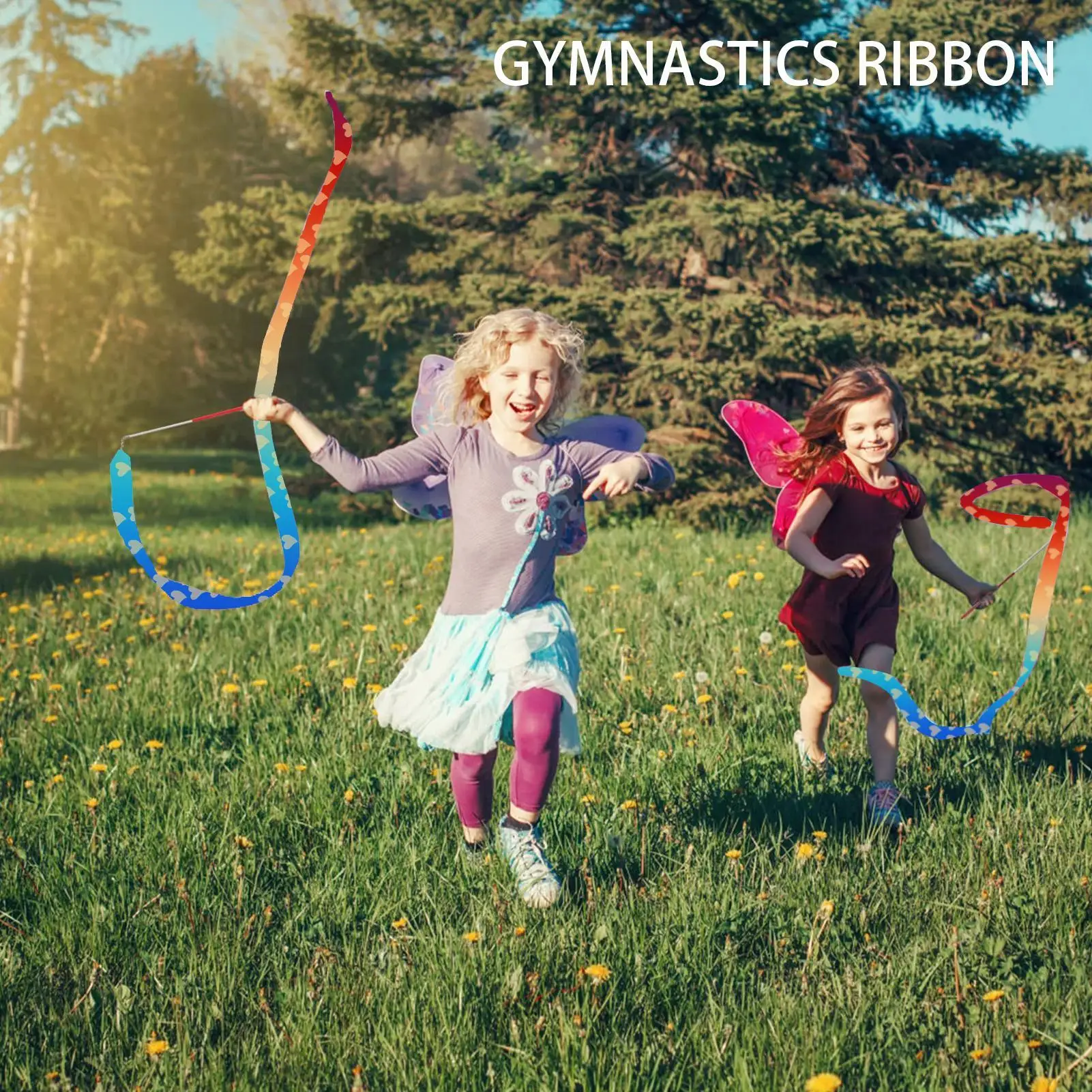 Colorful Gym Dance Ribbon 2 M HeartPattern Baton Stick Twirling Goodie Bags Stuffers For Sports Dancing Ballet Band