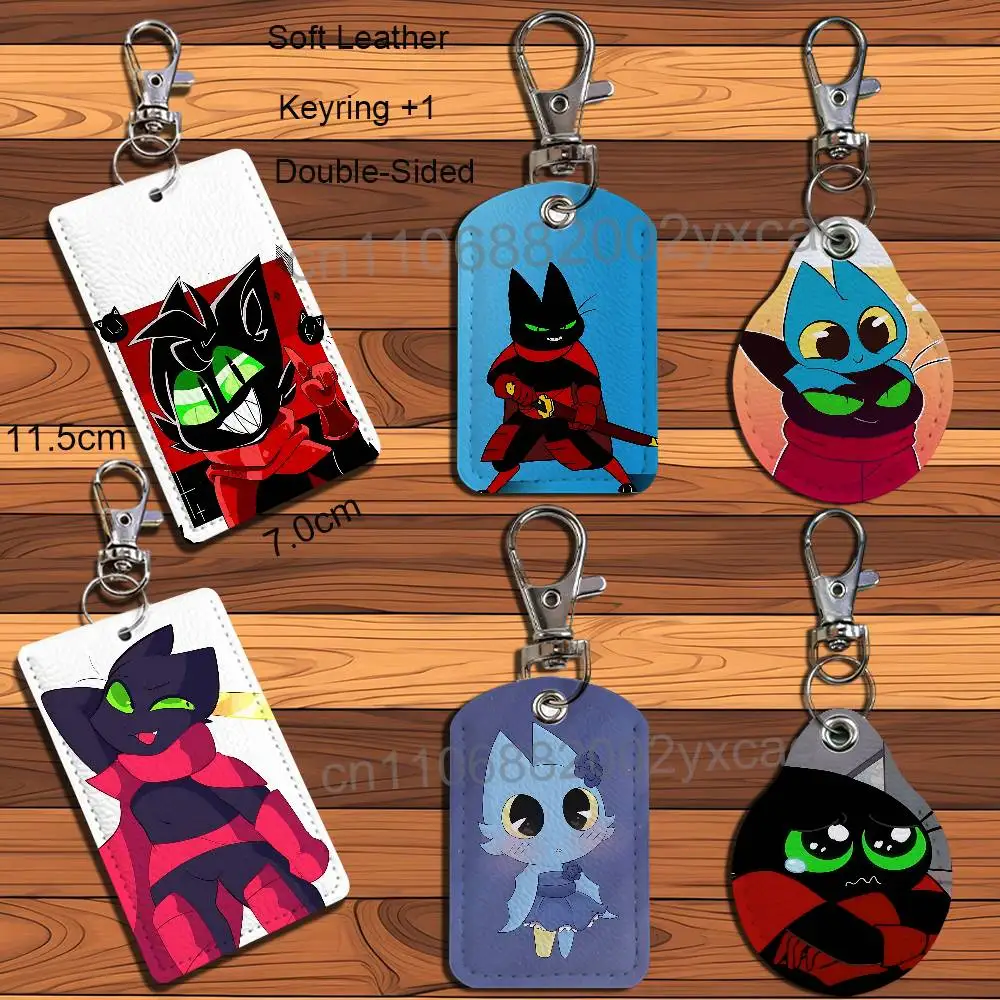 

black Mao Mao Heroes of Pure Heart Card Holder With Keychain Executive Protection For Bank Credit Subway Bus Case