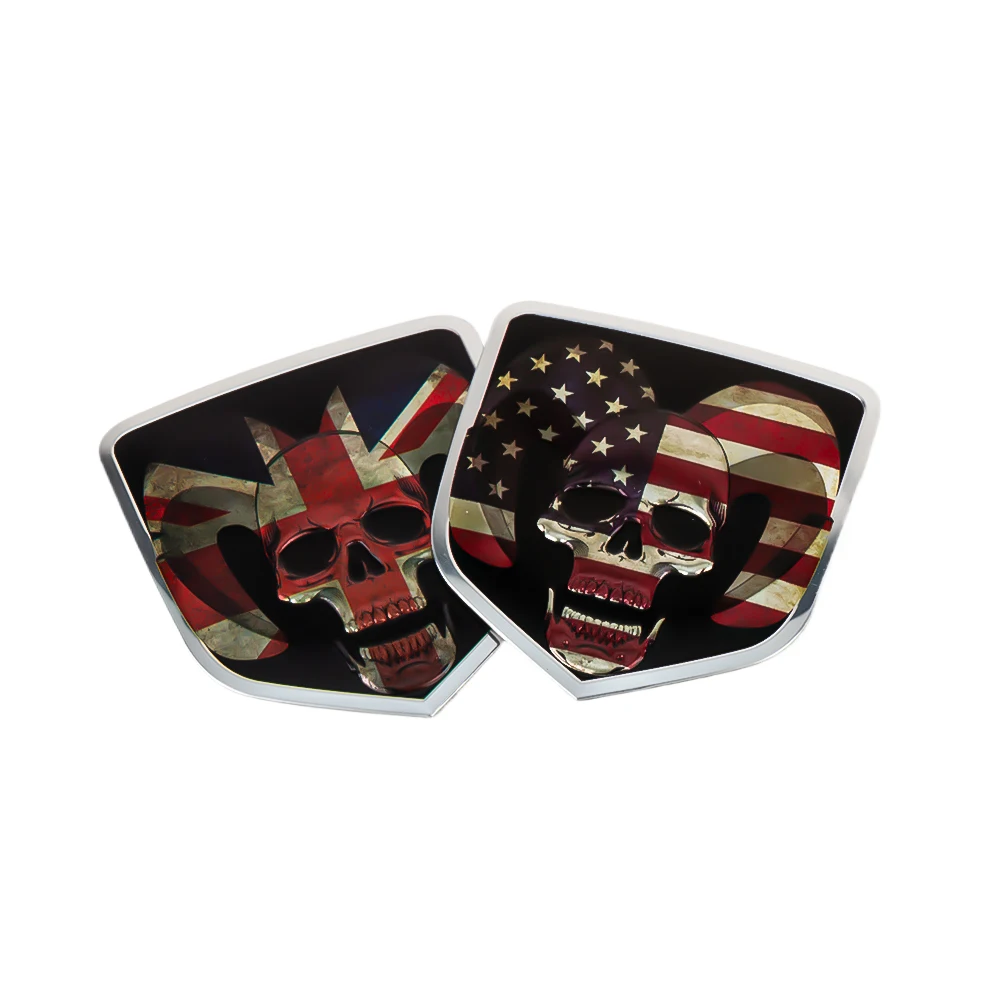3D Skull Fnational Flag Car Metal Styling Badge Sticker Accessories For Dodge Durango Caliber Dakota Neon SRT SXT Nitro Avenger view 4