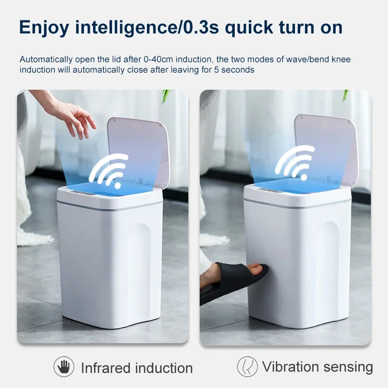 16L High-End Intelligent Trash Can Automatic Touch Bathroom Toilet Trash Can Kitchen Trash Can Intelligent Sensing Trash Can