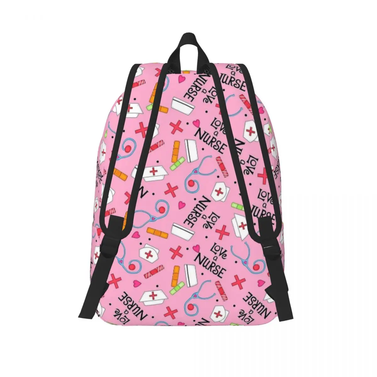 Love A Nurse Medical Word Art Backpack para crianças, escola estudantil Bookbag, mochila pré-escolar, bolsa de viagem primária, rosa