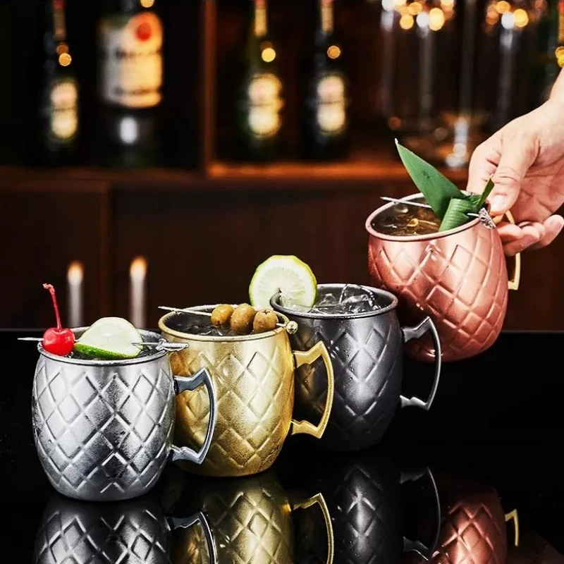 

Cocktail Cup 12pcs Moscow Mule Hammered Copper Mugs Metal Mug Stainless Steel Beer Wine Coffee Cup Tazas Drinkware