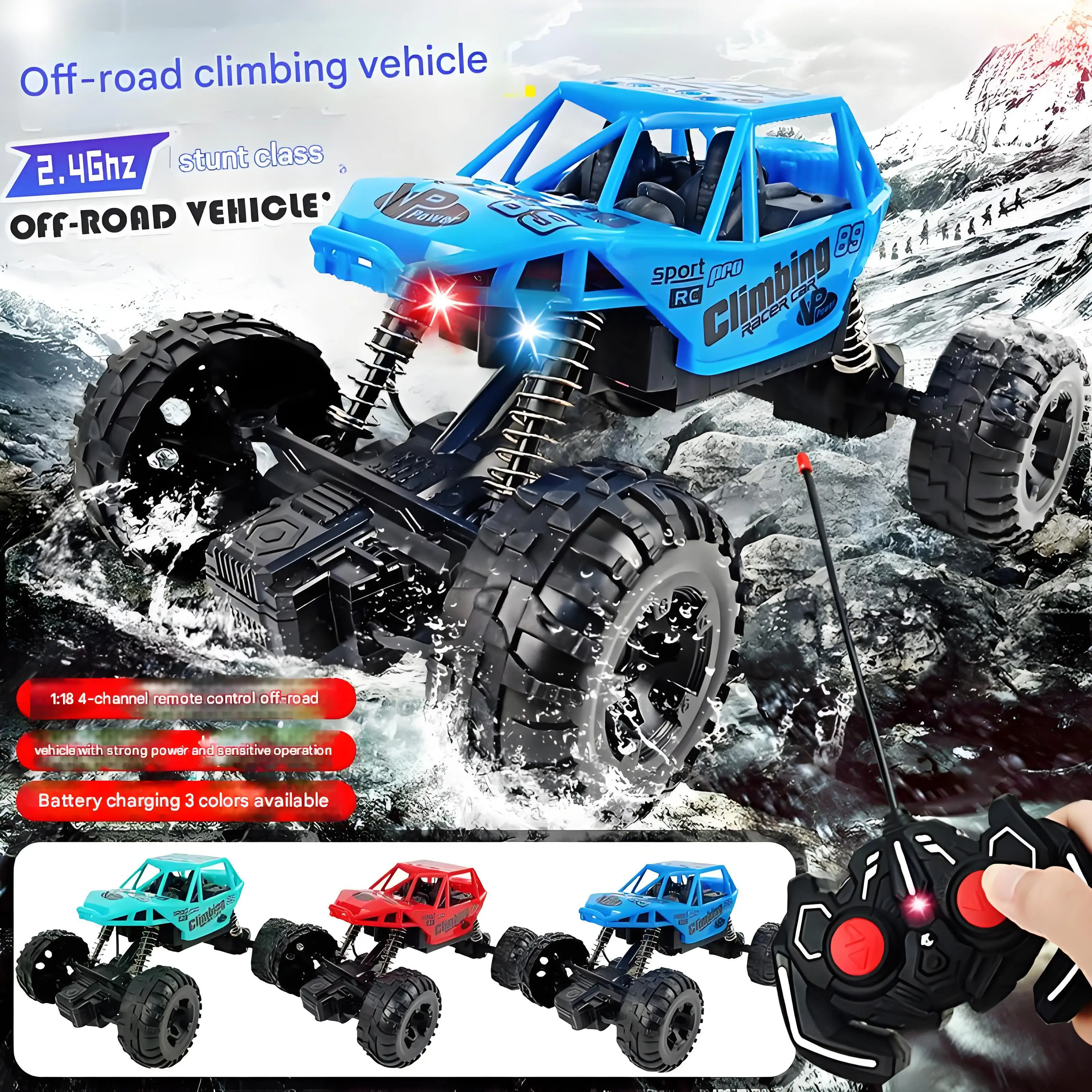 سيارة أطفال تعمل بالتحكم عن بعد مع إطار مطاطي خفيف مضاد للانزلاق 4-Way لعبة تسلق على الطرق الوعرة للأطفال لعبة تسلق للأولاد #3