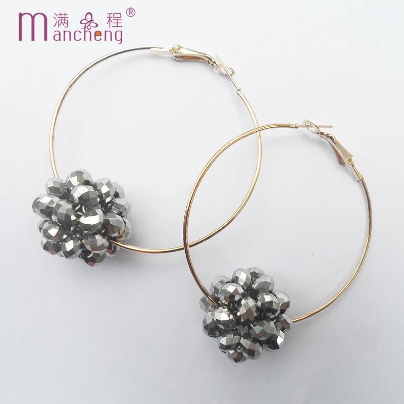 fnaf 2 rupee item Hollow Carved Grey Crystal Circle Drop Earring Anime Hoops Earrings Aretes Woman Mujer Jewelry 50MM