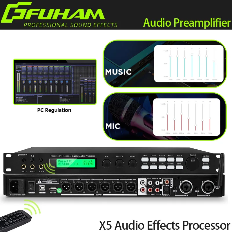 FUHAM Professional Digital X5 Preamp Effects Processor KTV R