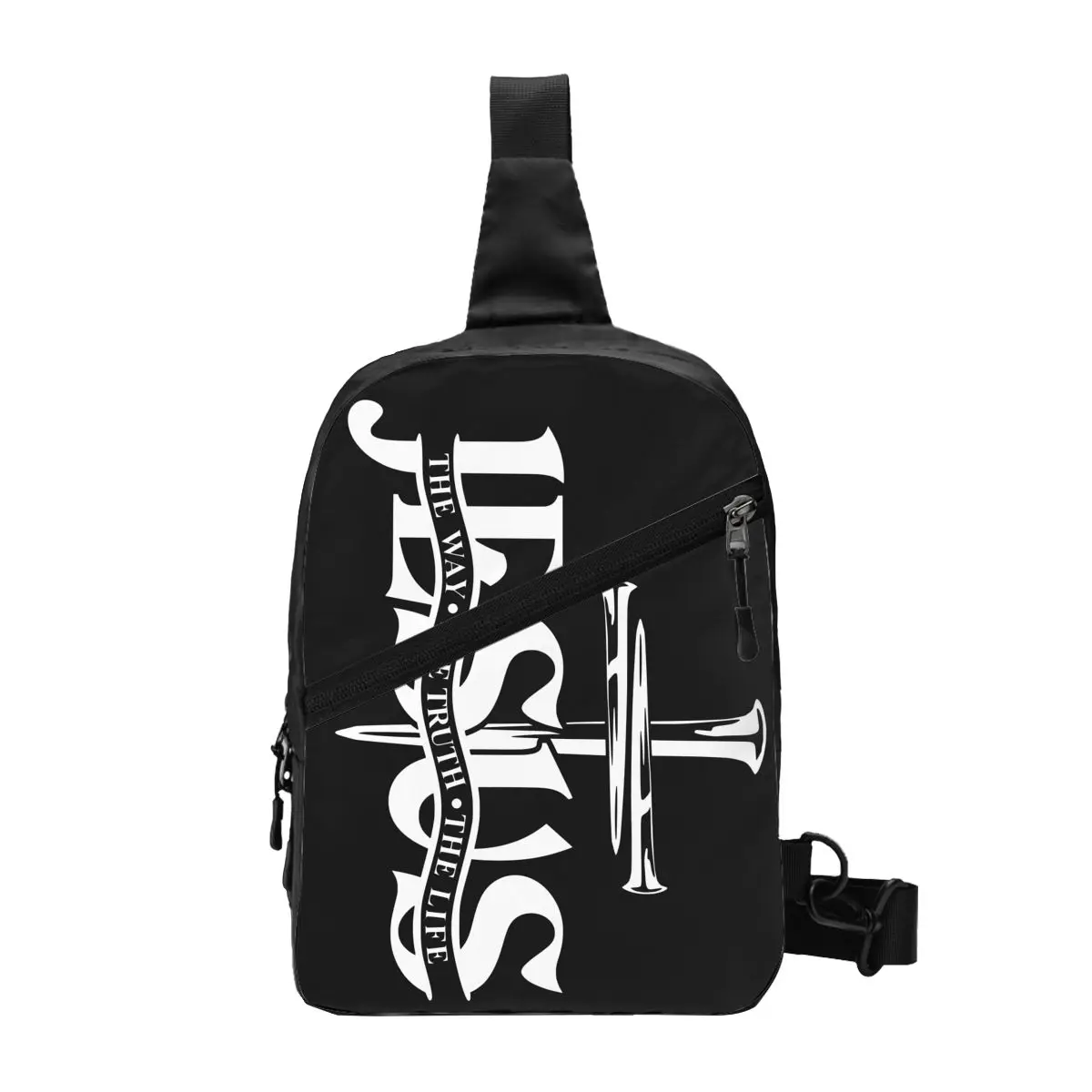

Jesus The Way The Truth The Life Crossbody Sling Backpack Cross Christian Faith Shoulder Chest Bag for Travel Hiking Daypack