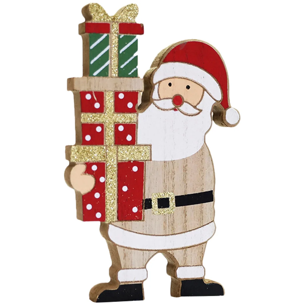 

Santa Claus Xmas Table Decoration Wooden Christmas Sign Ornament for Home Business Places Holiday Santa Claus Table Decoration