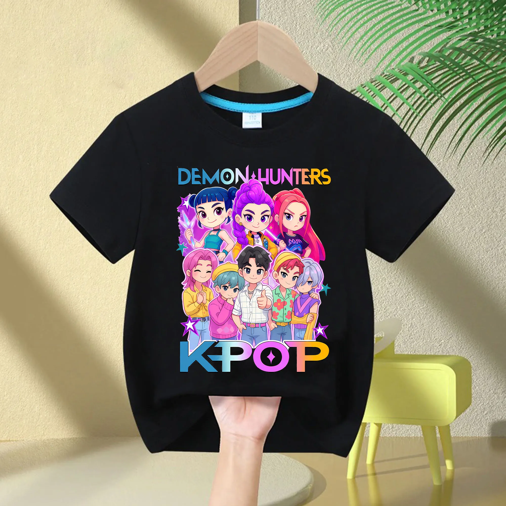 Nuovo 2025 KPop Demon Hunters Saja Ragazzi Cartoon Ragazzi T-shirt Girocollo Stampa Moda Casual Top T-shirt per bambini Abbigliamento per bambini