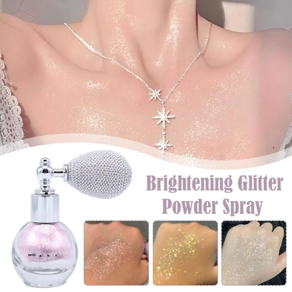 New Highlighter Powder Spray High Gloss Glitter Powder Spray Shimmer Sparkle Powder Makeup For Face Body Highlight Makeup B8W3