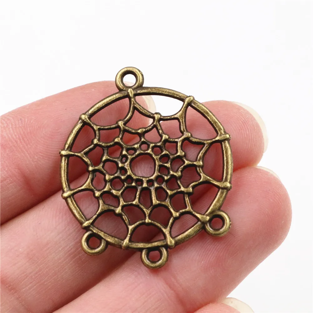 34x29mm 10pcs Antique Silver Plated Bronze Plated Spiderweb Style Connector Handmade Charms Pendant:DIY for bracelet necklace