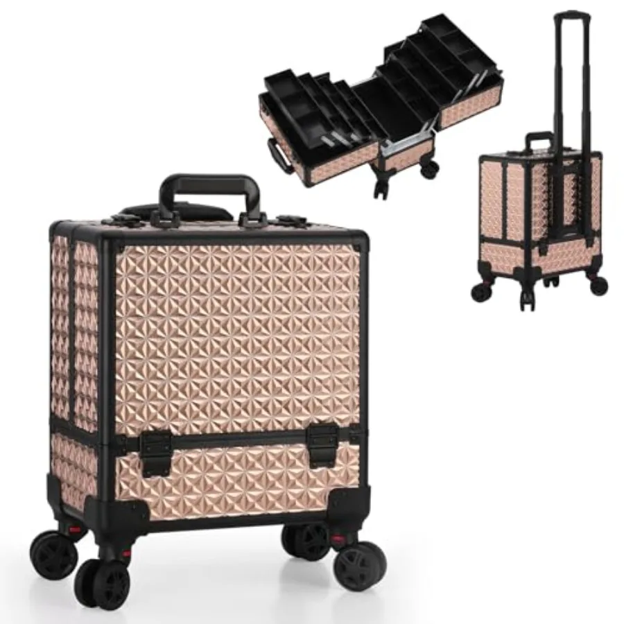 

High-Capacity Multilayer Portable Nail Case for Nail Tech Organizer with Wheels - Lockable Makeup Case Organizer Cosmetic Case