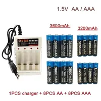 AA 1.5V AA3600mah+AAA3200mah+EU/US Charger alkaline rechargeable battery with charger for computer clocks radios video games