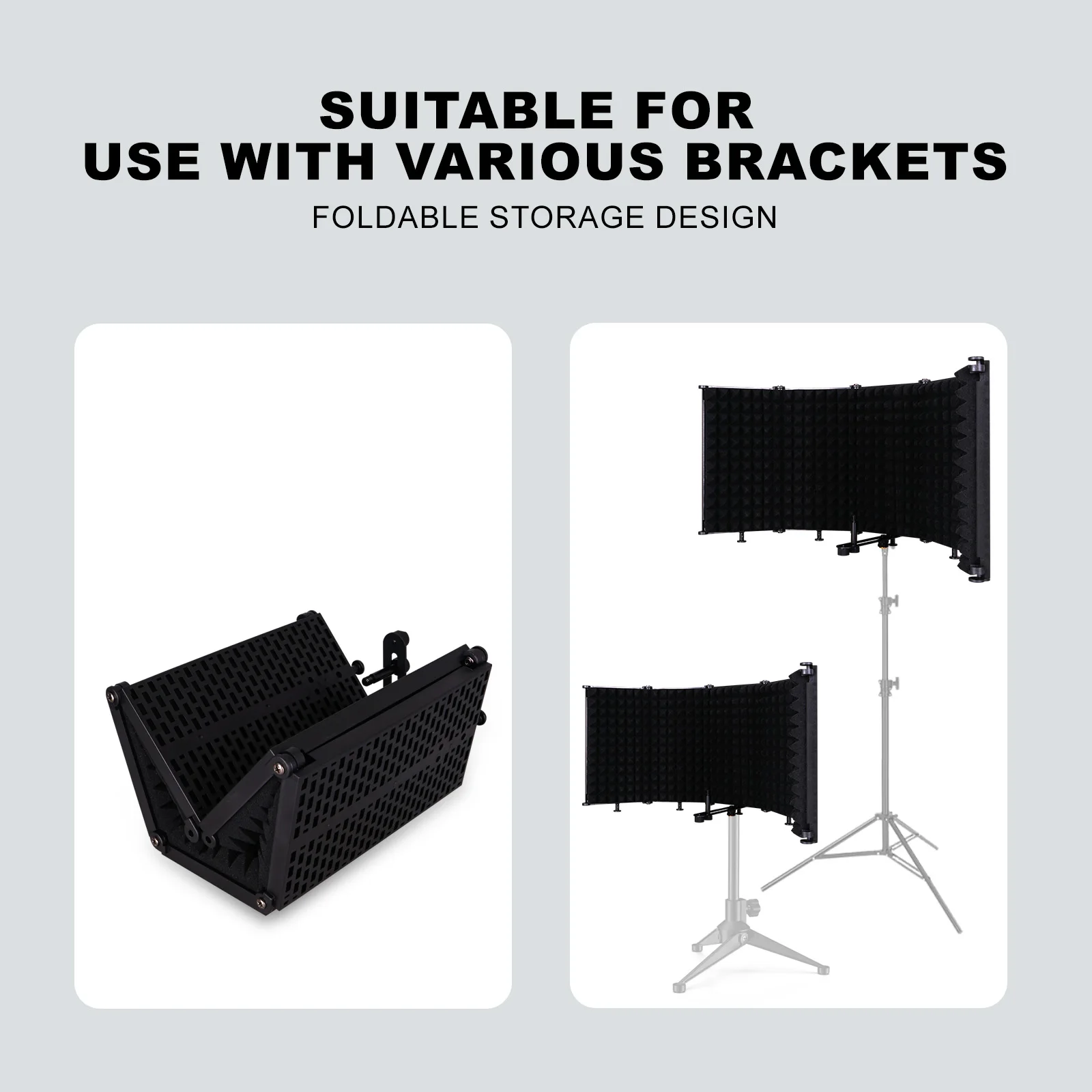 Microphone Isolation Shield Portable Tabletop Sound Absorbing Foam Reflection Filter Mic Soundproof Shield for Audio