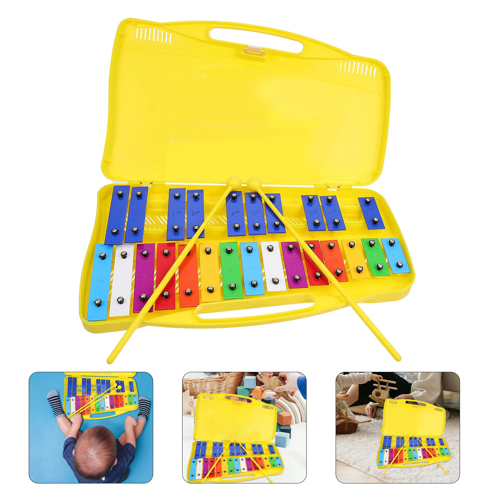 25-tone Piano Playing Metallophone Percussion Musical Toy Orff Instrument for Toddlers Instruments Kids Wooden