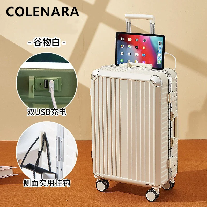 COLENARA Suitcase 28-inch Large-capacity Trolley Case 20 Strong and Durable Boarding Box Student USB Charging Cabin Luggage