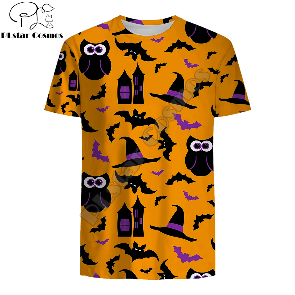 

PLstar Cosmos Newest Summer T-shirt Owl Witch Pattern Halloween 3D All Over Printed Men's t shirt Unisex Casual Cool tops TX-146