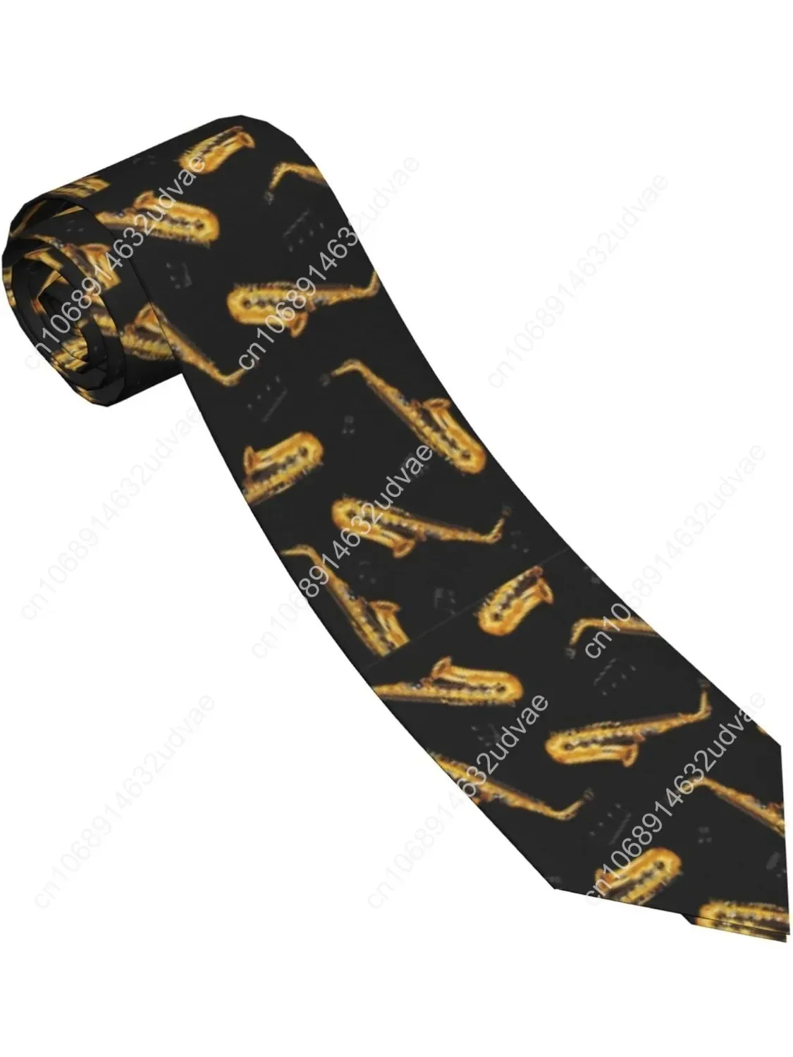 

Men Fashion Polyester Saxophone And Music Neck Tie Standard Length Formal Casual Gentleman Necktie For Wedding Party Business